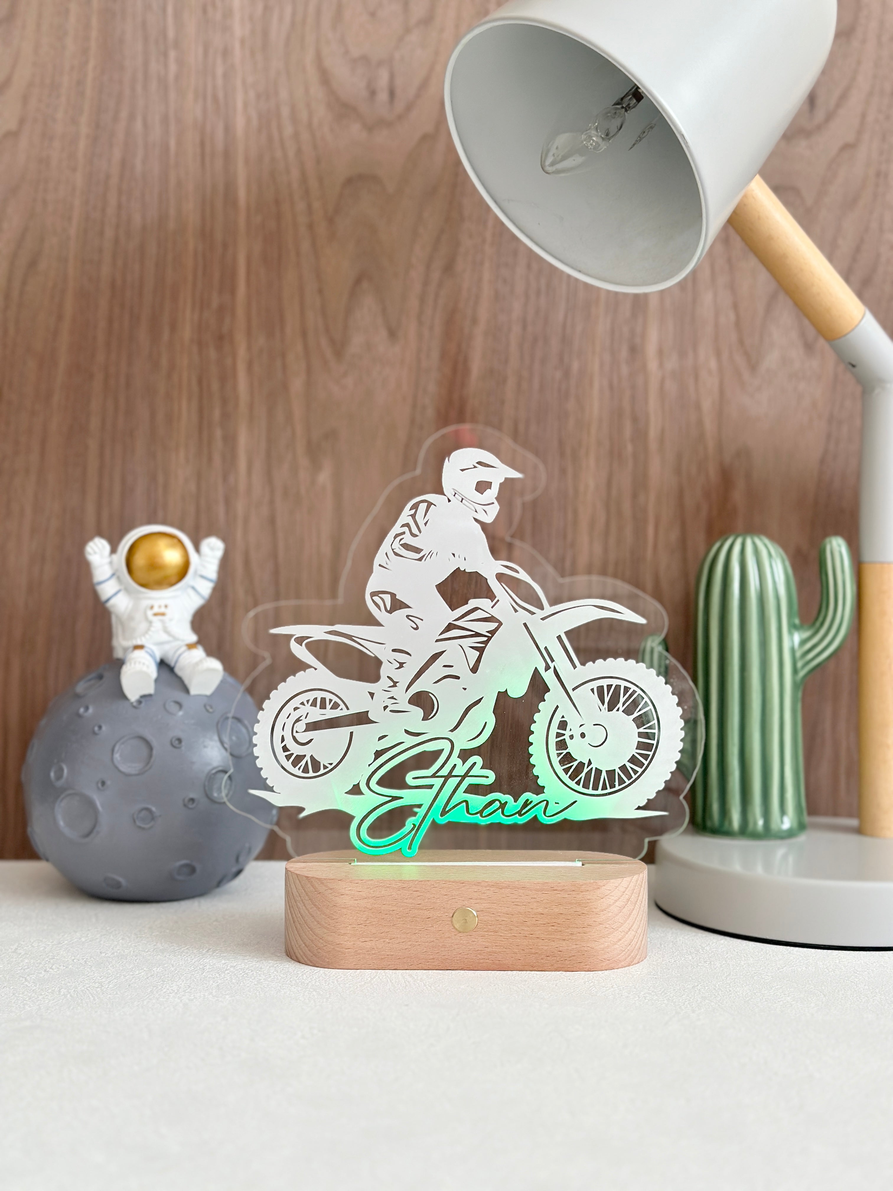 Motocross Rider Night Light – Personalised LED Lamp | L.A Neon