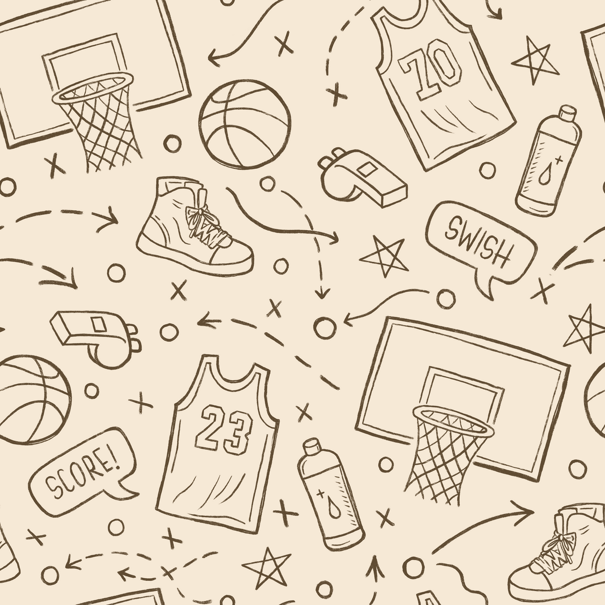 Courtside Basketball Peel &amp; Stick Kids Wallpaper