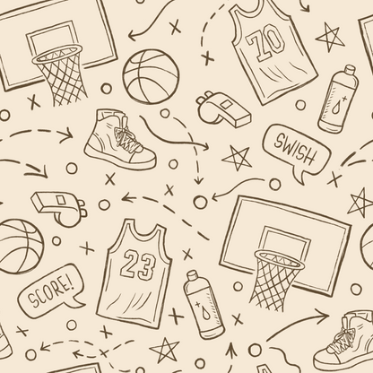 Courtside Basketball Peel &amp; Stick Kids Wallpaper