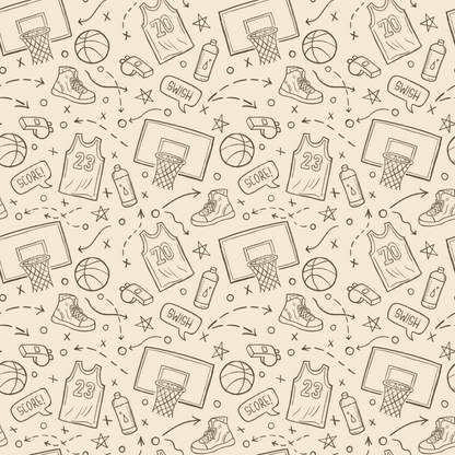 Courtside Basketball Peel &amp; Stick Kids Wallpaper