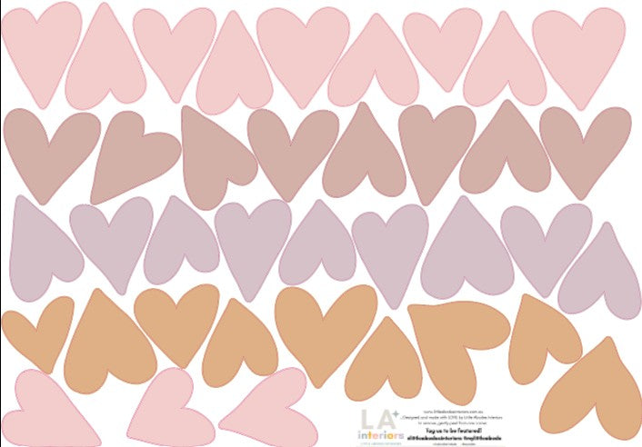 Boho Heart Wall Decals – A2 Sheet (38 Hearts)