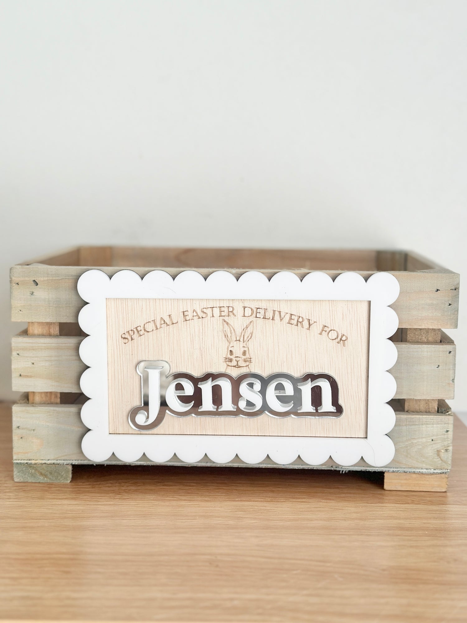 Personalised Easter Bunny Crate Plaque