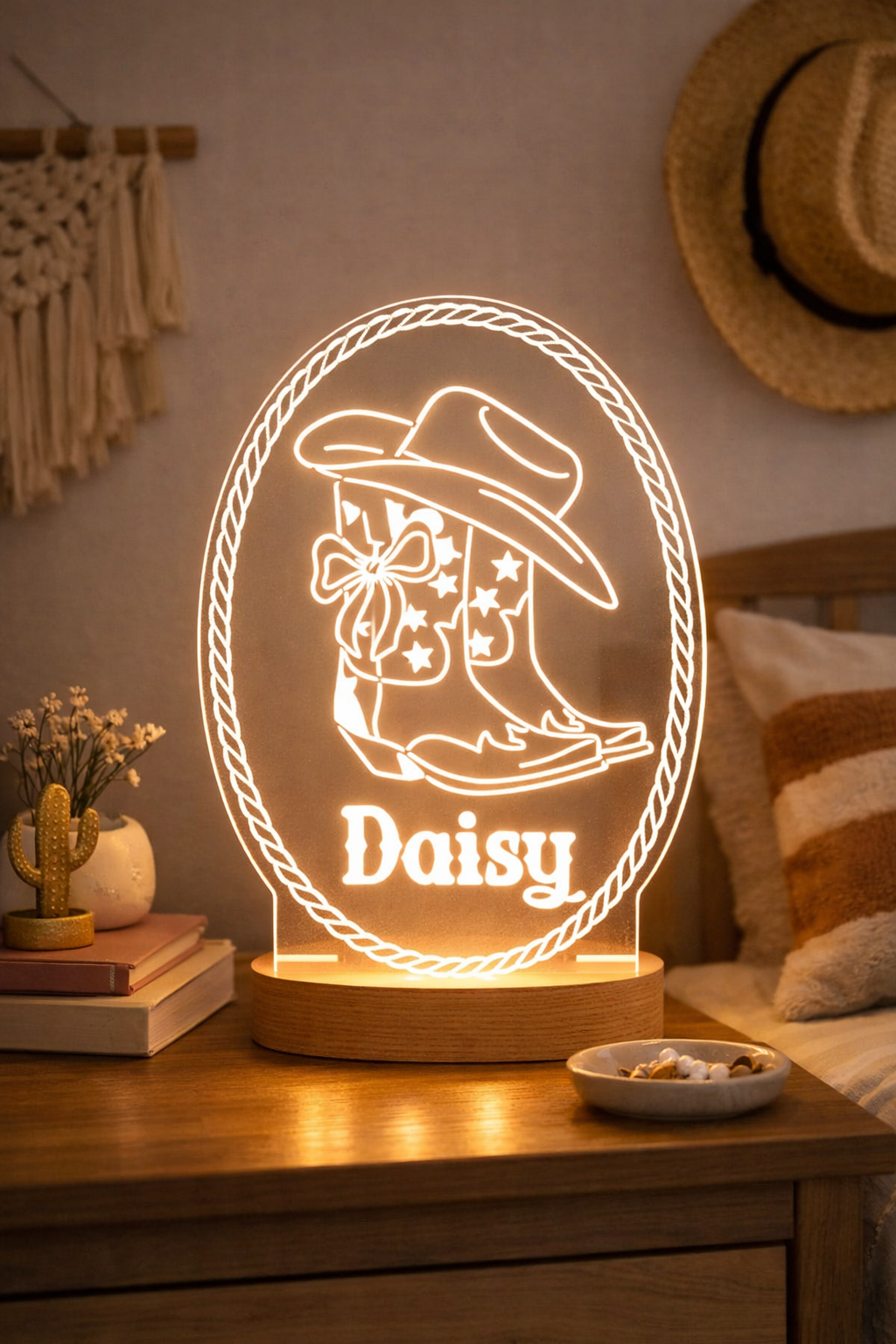 Cowgirl Boot Personalised Night Light