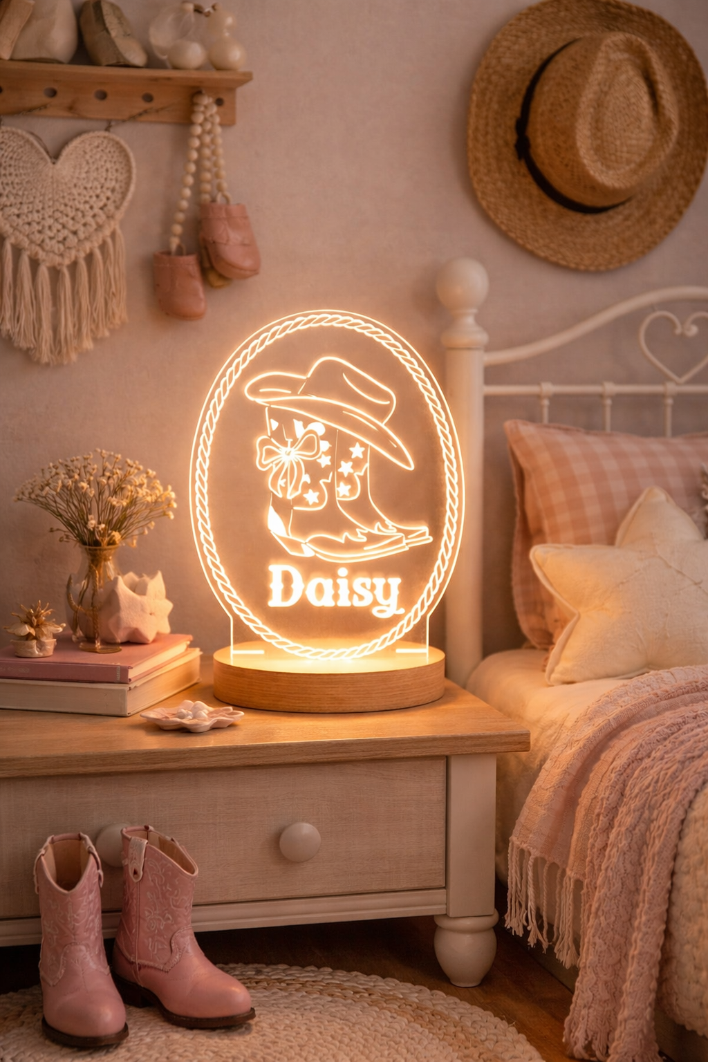 Cowgirl Boot Personalised Night Light
