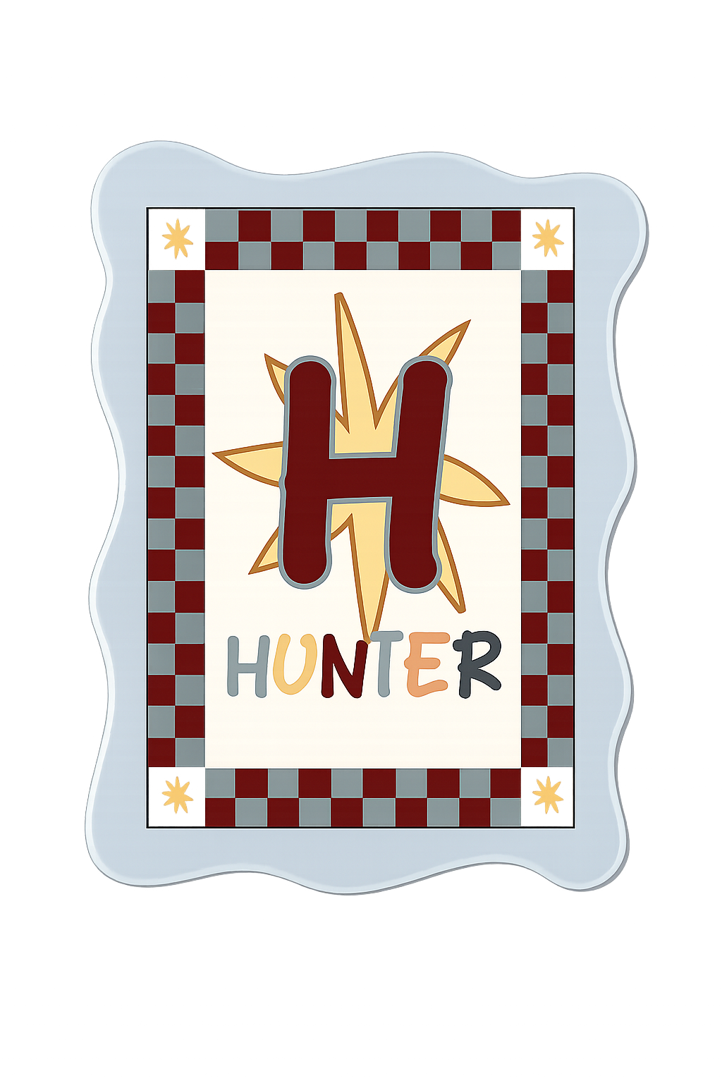 Retro Star Personalised Initial Print with Acrylic Frame