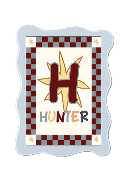 Retro Star Personalised Initial Print with Acrylic Frame