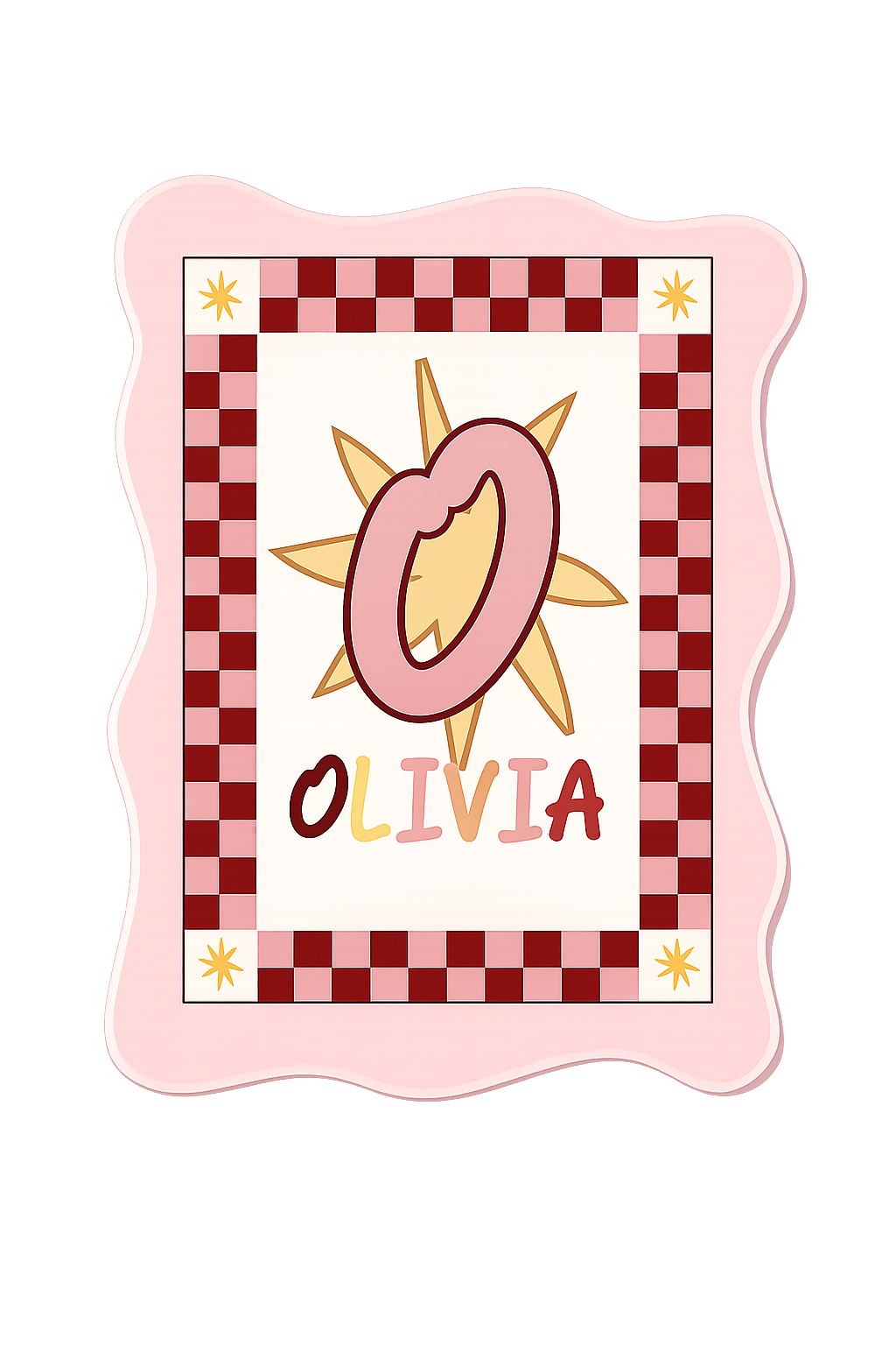 Retro Star Personalised Initial Print with Acrylic Frame