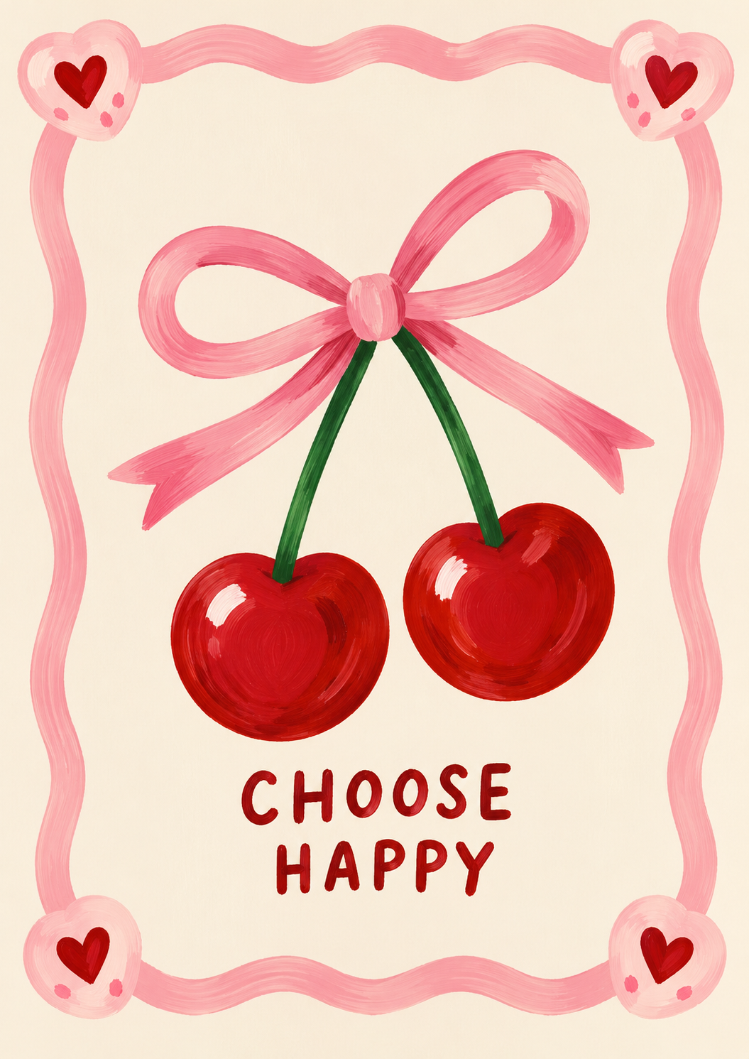 Choose Happy | Retro Cherry Peel &amp; Stick Art Print