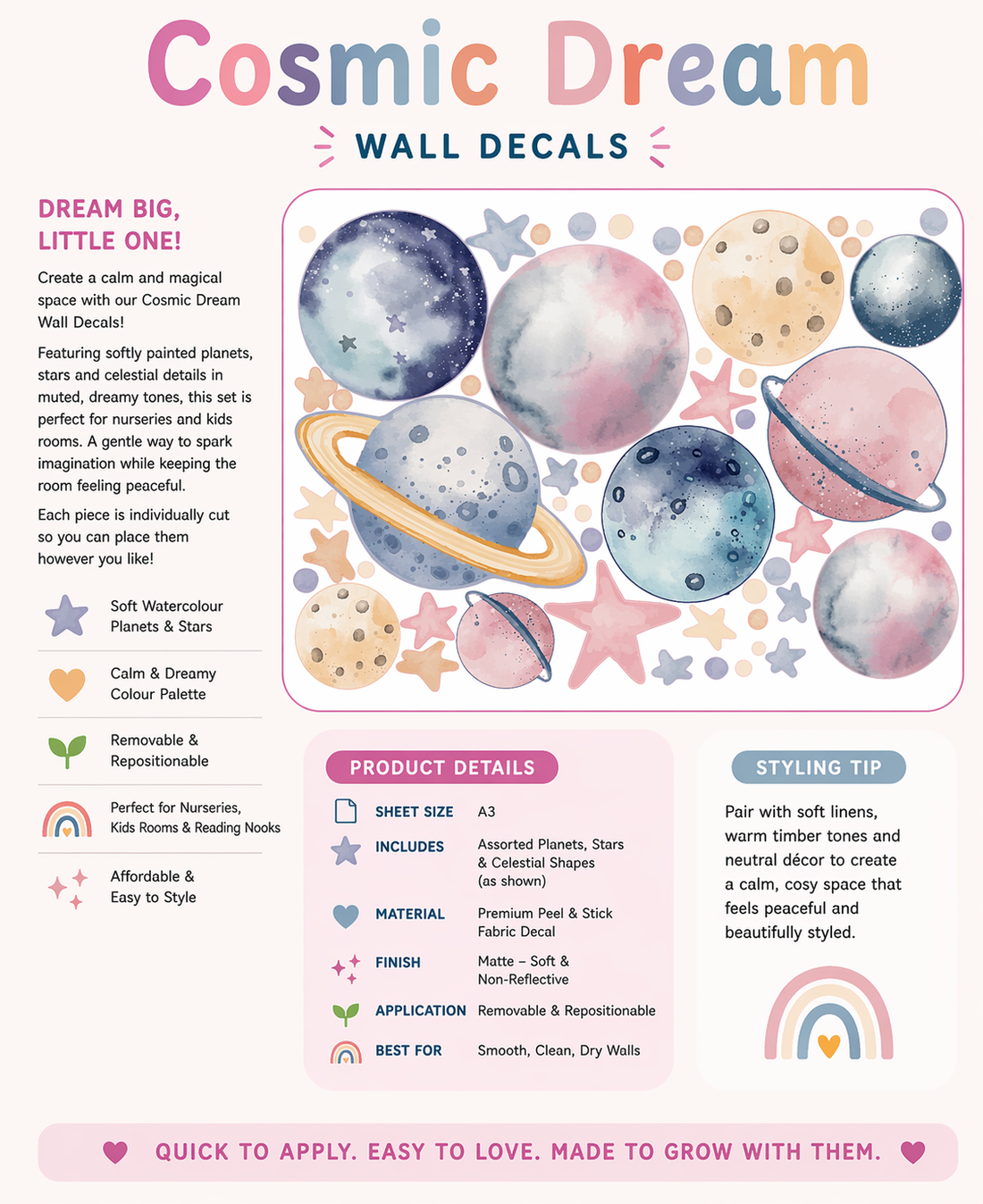 Cosmic Dream Wall Decals A3 Sheets