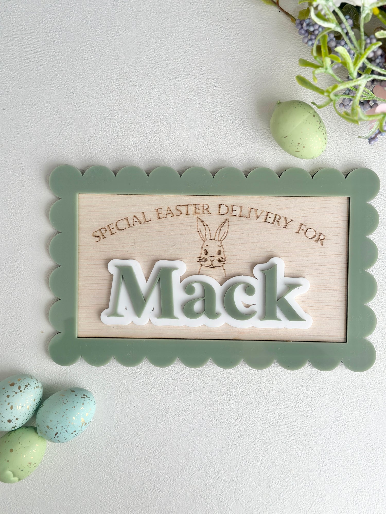 Personalised Easter Bunny Crate Plaque