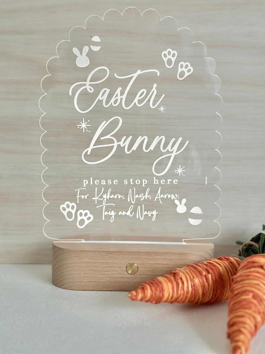 Personalised Easter Bunny "Please Stop Here" Night Light
