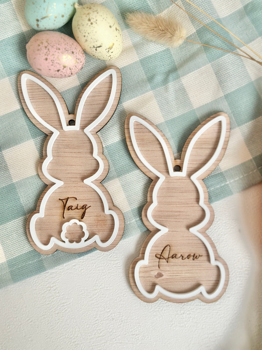 Engraved Bunny Silhouette Name Tag
