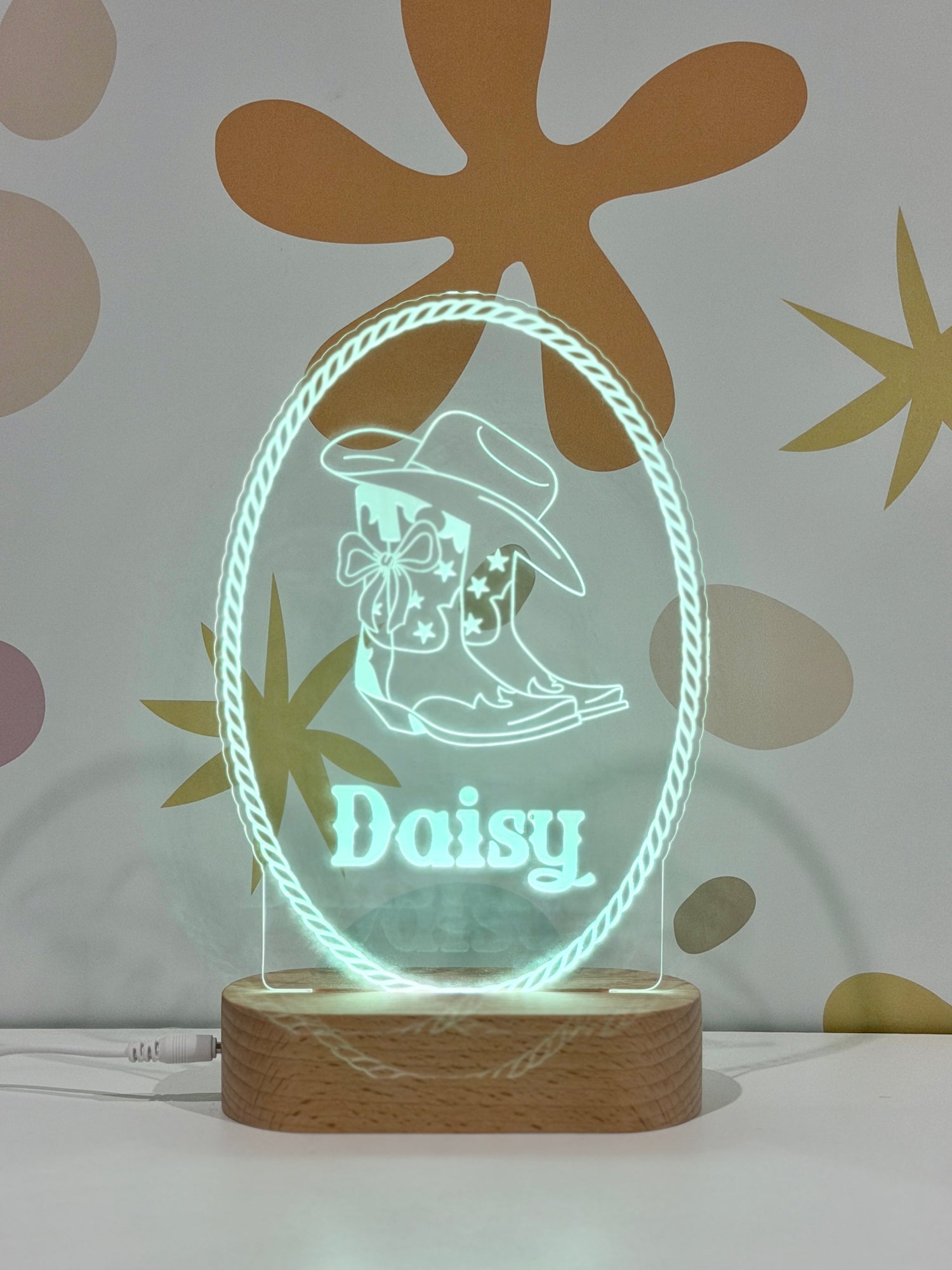 Cowgirl Boot Personalised Night Light