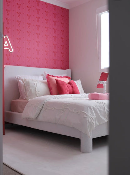 Custom Pink Bow Wallpaper for Girls Bedroom and Kids Room Decor