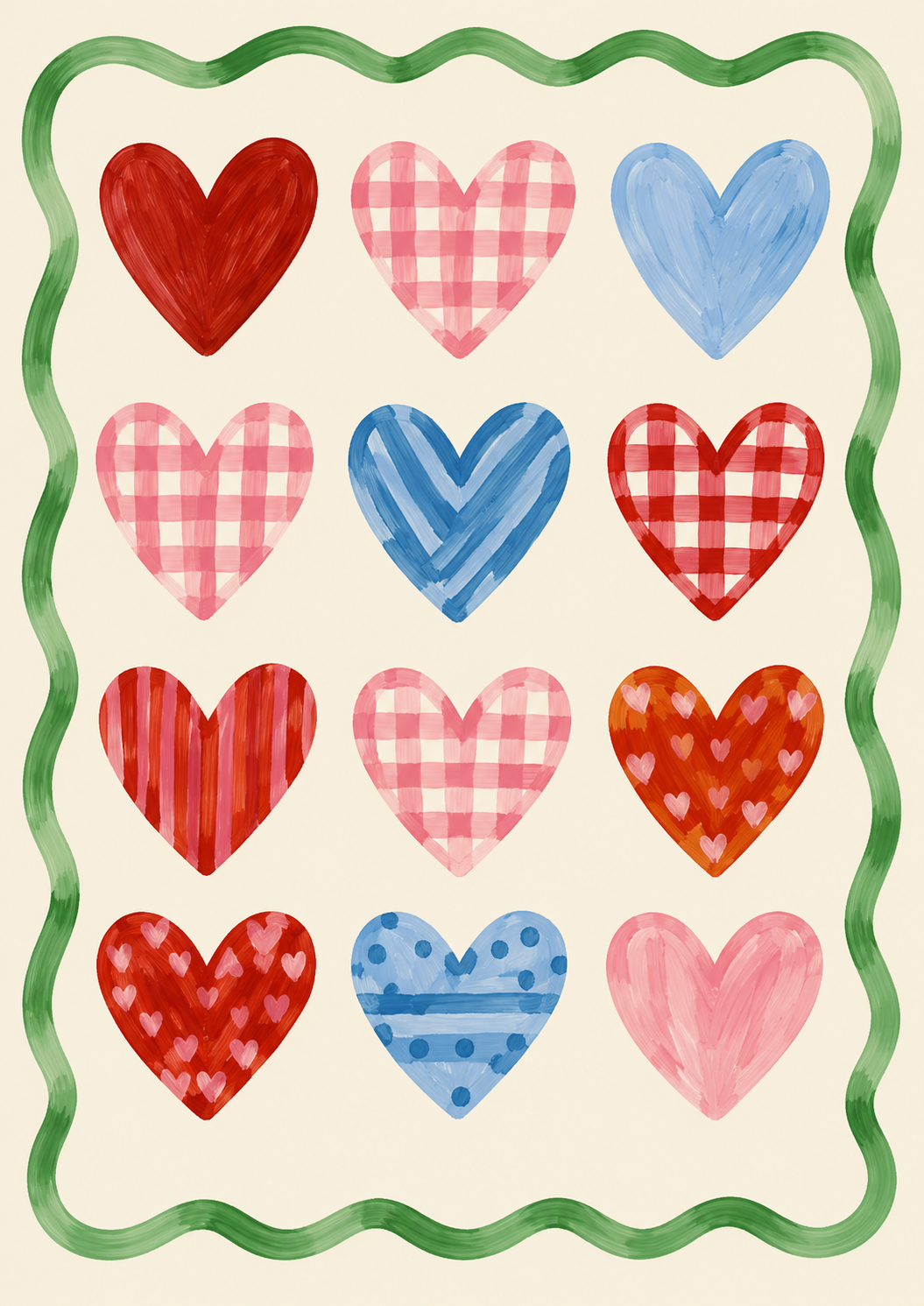 Hearts All Around | Colourful Hearts Peel &amp; Stick Art Print