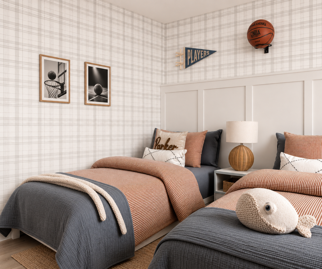 Plaid Gingham Peel &amp; Stick Kids Wallpaper