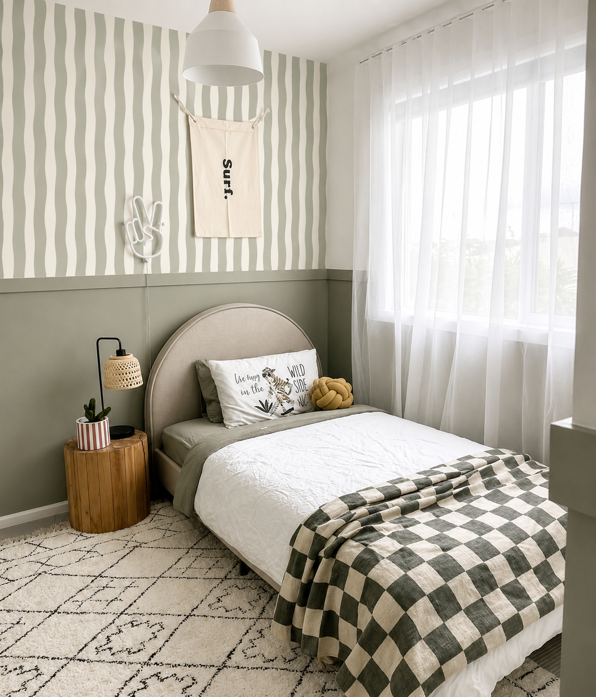 Wavy Stripe Peel &amp; Stick Kids Wallpaper