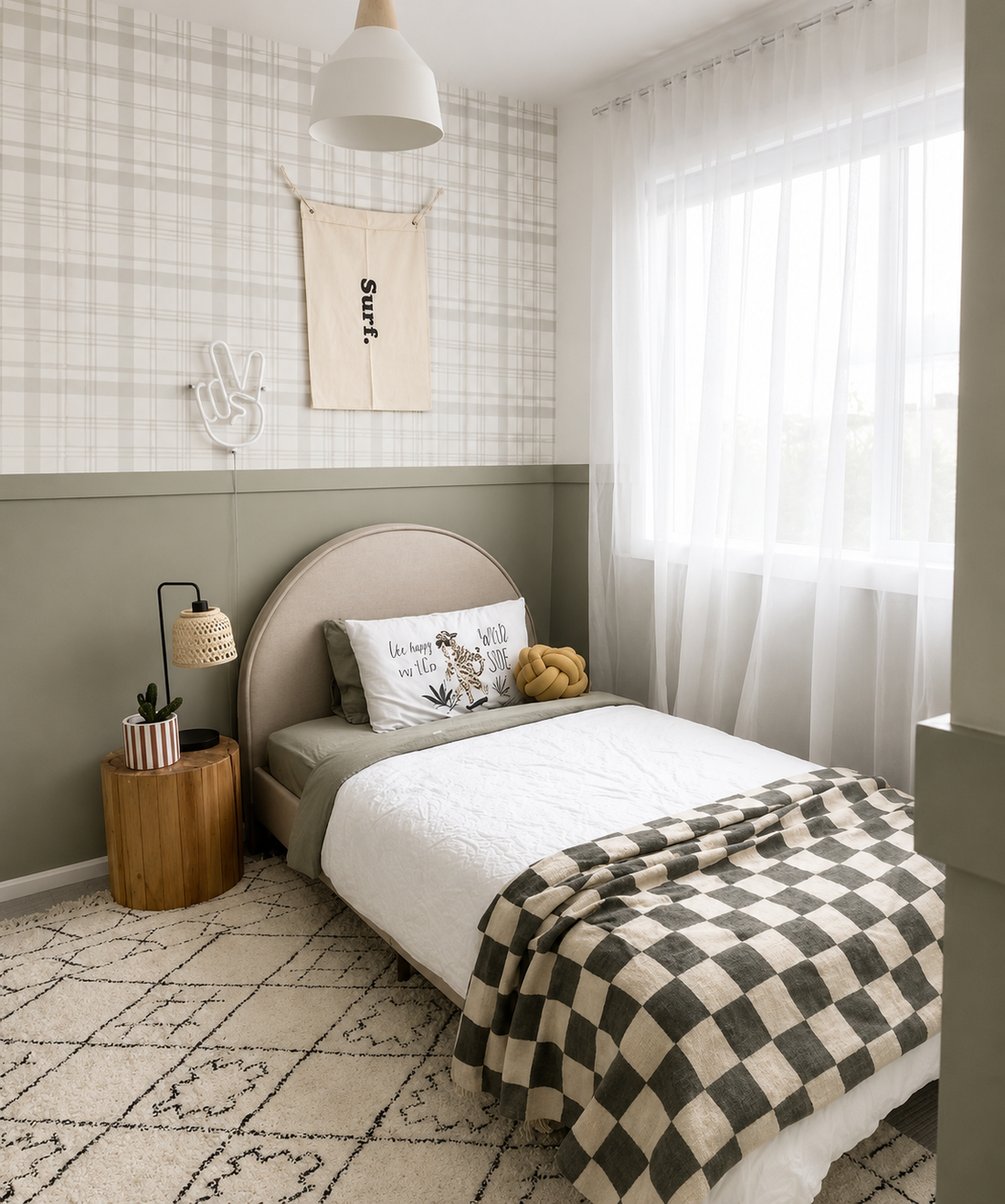 Plaid Gingham Peel &amp; Stick Kids Wallpaper