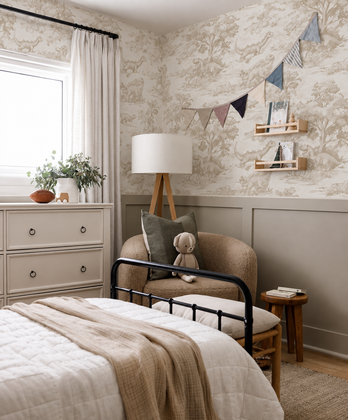 Dino Toile Peel &amp; Stick Kids Wallpaper