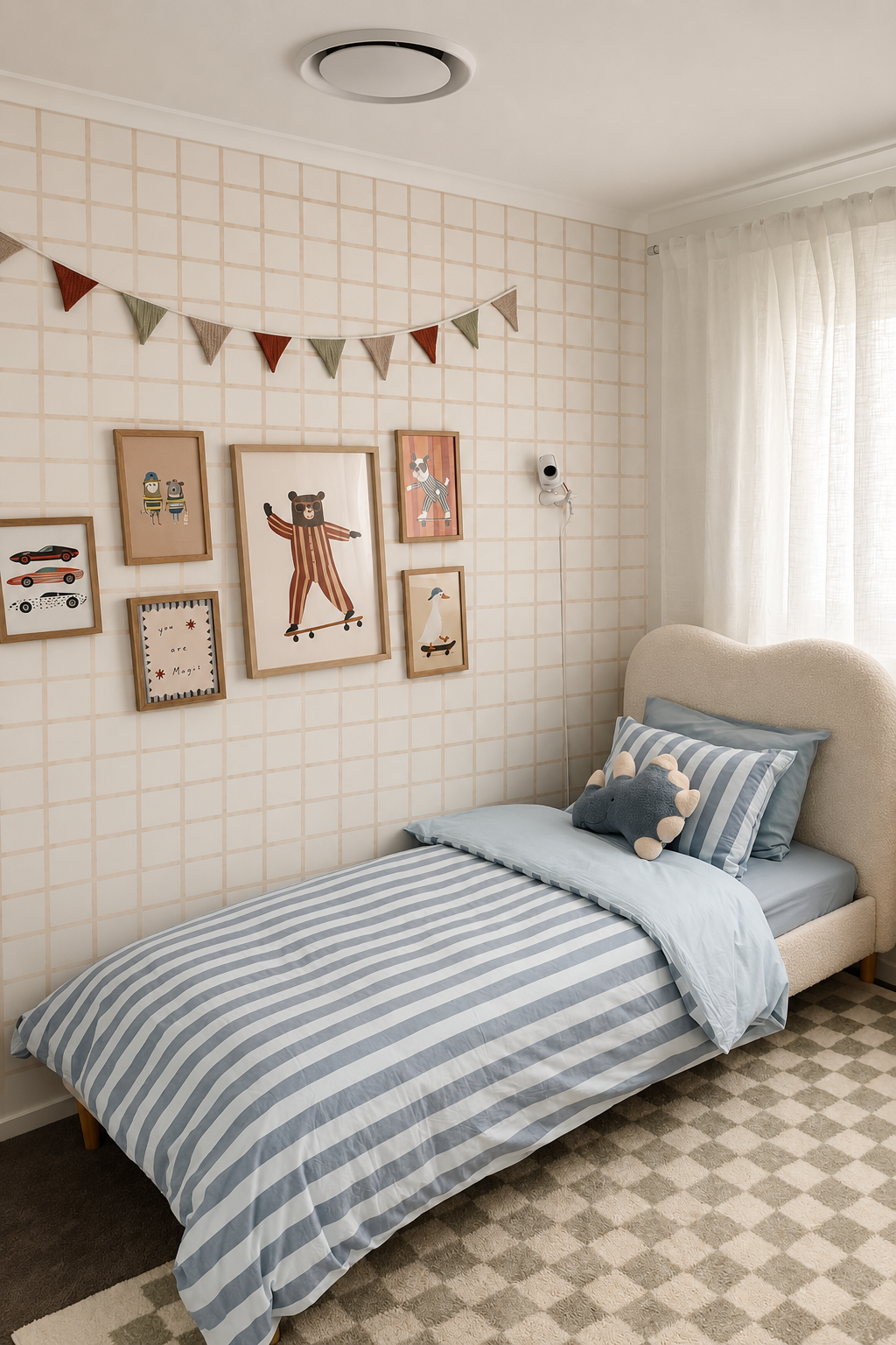 Grid Checkers Peel &amp; Stick Kids Wallpaper
