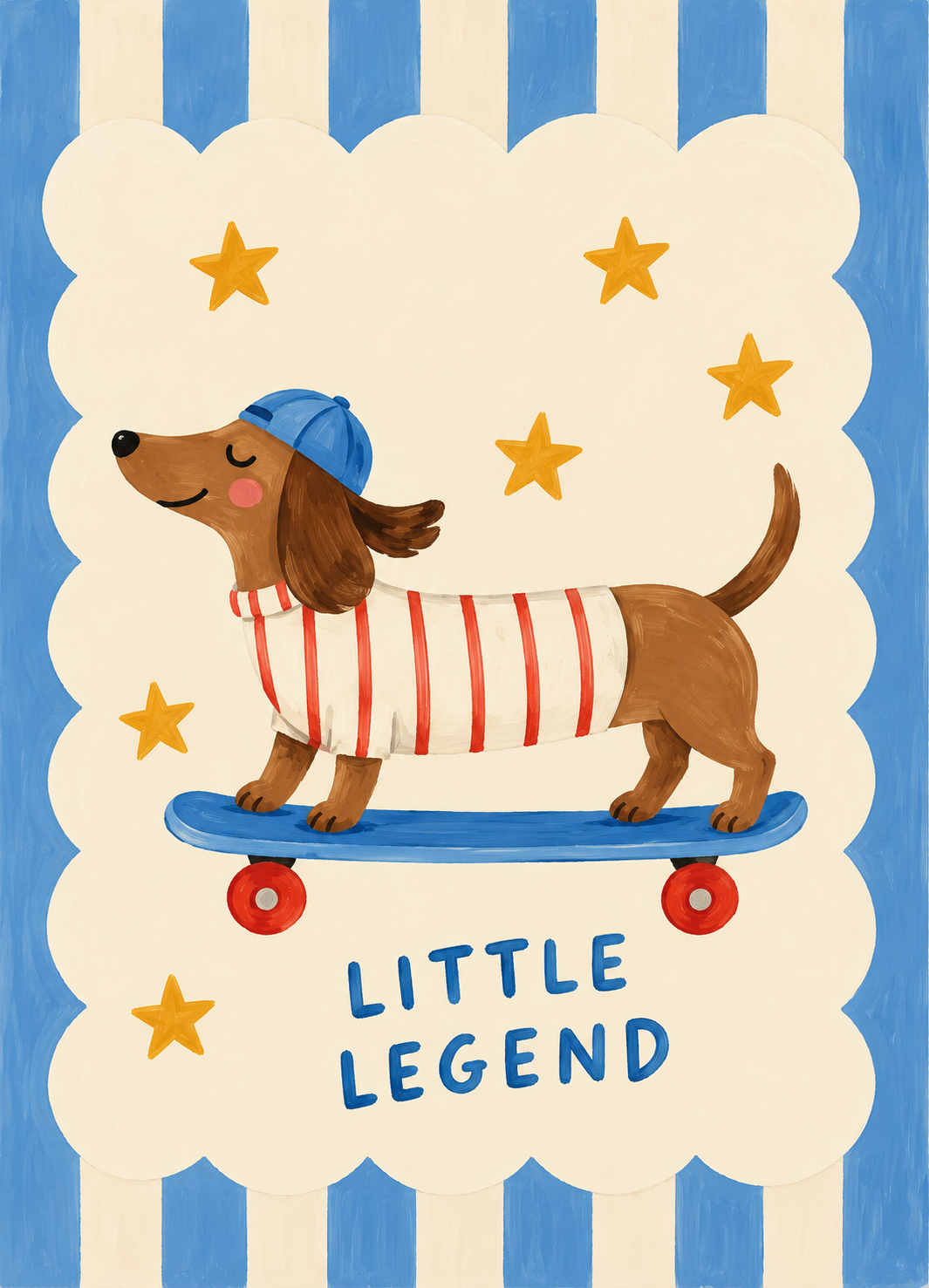 Little Legend | Skateboarding Dachshund Peel &amp; Stick Art Print