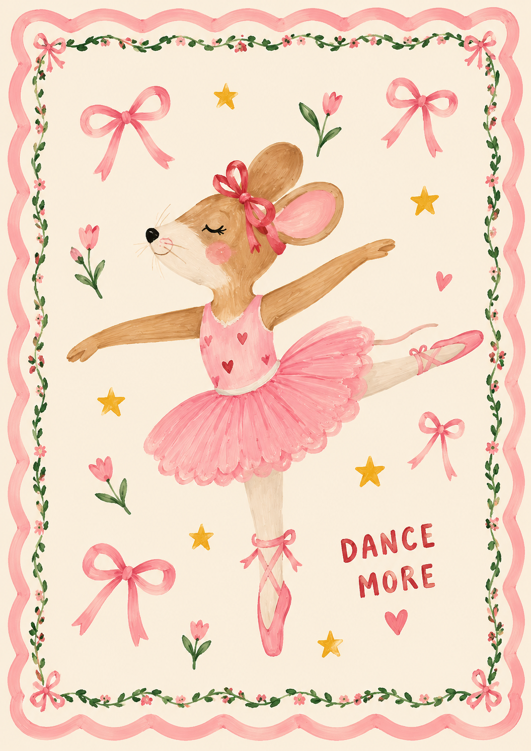 Dance a Little More | Ballerina Mouse Peel &amp; Stick Art Print