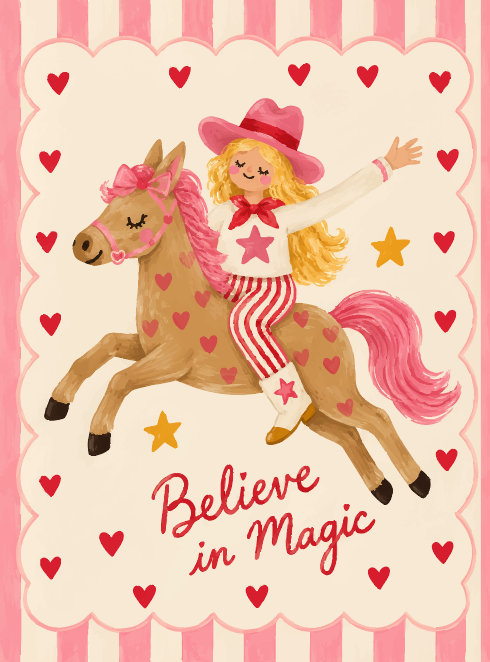 Believe in Magic | Cowgirl Horse Peel &amp; Stick Art Print
