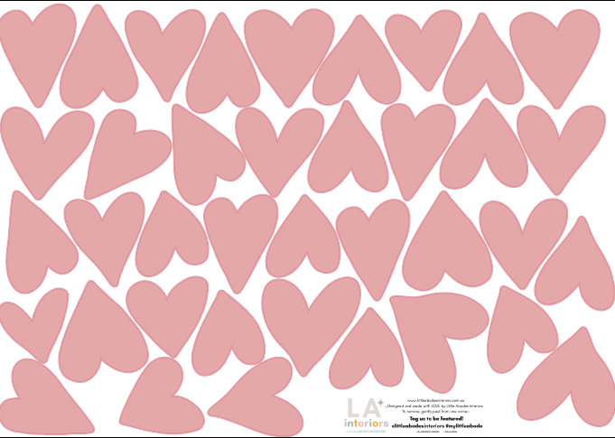 Boho Heart Wall Decals – A2 Sheet (38 Hearts)