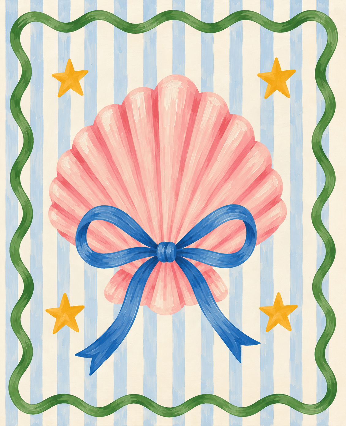 Seaside Sweetheart | Pink Seashell Peel &amp; Stick Art Print