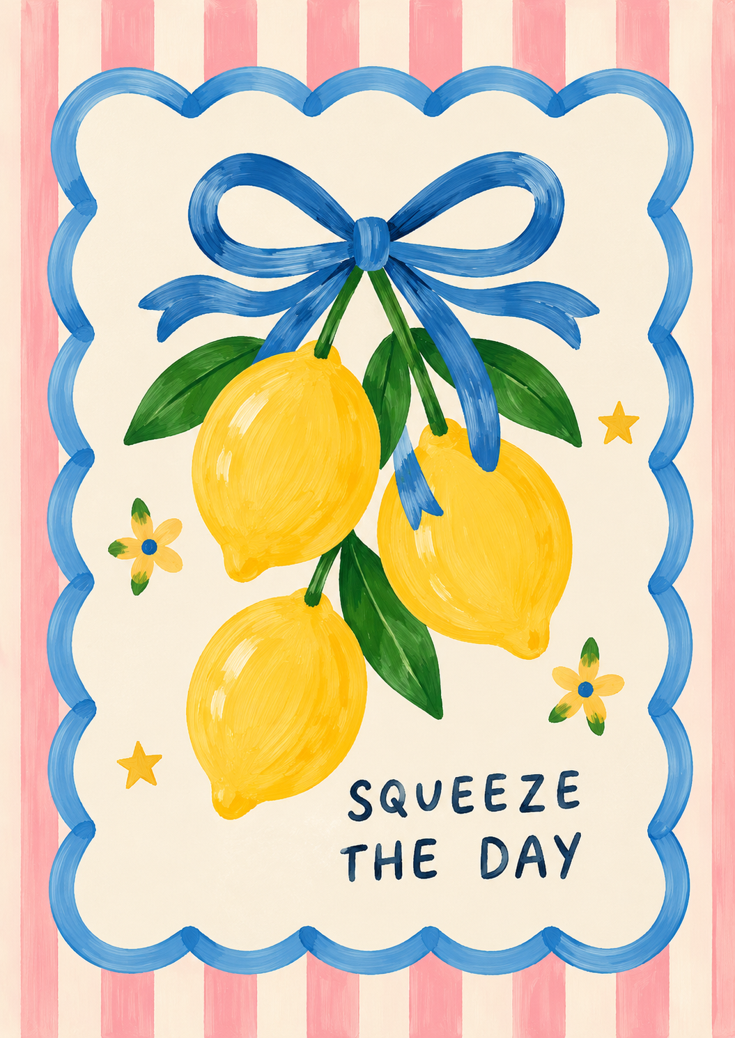 Squeeze the Day | Retro Lemon Peel &amp; Stick Art Print