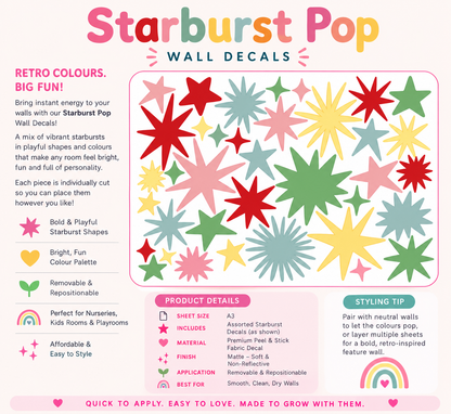 Starburst Pop (Retro Pop) Wall Decals A3 Sheets (Copy)