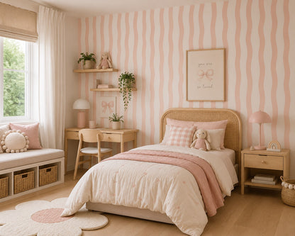Wavy Stripe Peel &amp; Stick Kids Wallpaper