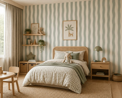 Wavy Stripe Peel &amp; Stick Kids Wallpaper